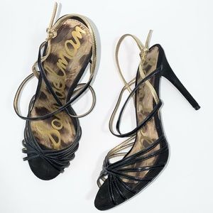 Sam Edelman Harlette Black and Gold Heels